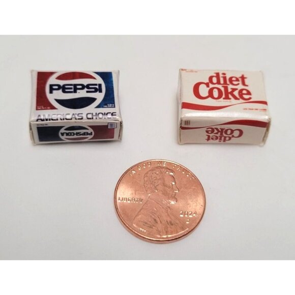 Lot of 32 Miniature Soda Can Collection Includes Pepsi Diet Coke Cases Dollhouse - Picture 2 of 3
